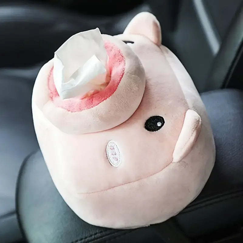 Cartoon Animal Plush Tissue Storage Bag – Cute Car Seat Back Hanging Tissue Box