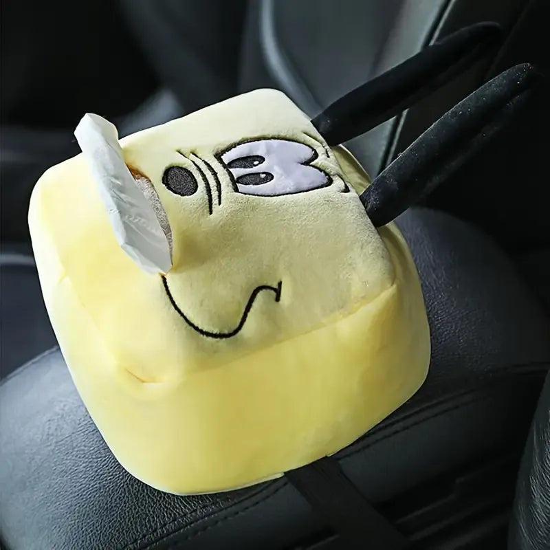 Cartoon Animal Plush Tissue Storage Bag – Cute Car Seat Back Hanging Tissue Box