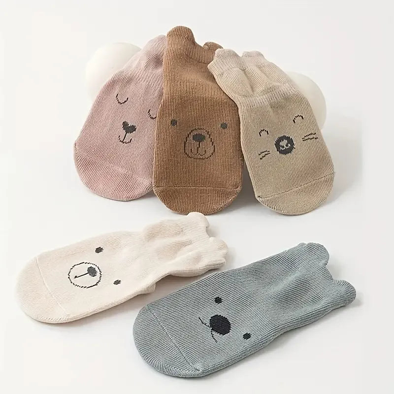 5 Pairs Non-Slip Baby Floor Socks – Anti-Slip Crew Socks for Infants & Toddlers