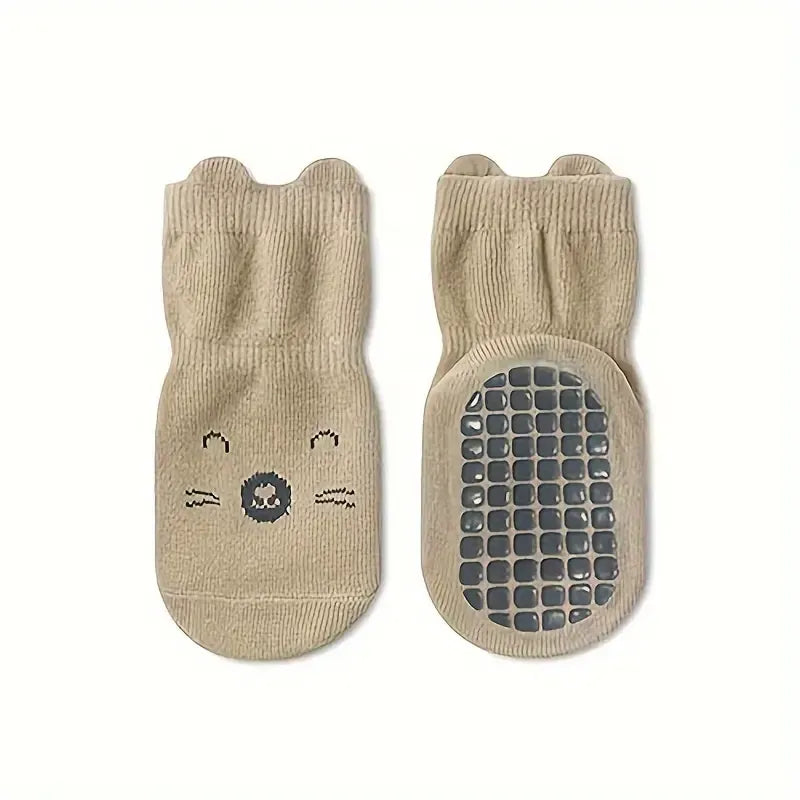 5 Pairs Non-Slip Baby Floor Socks – Anti-Slip Crew Socks for Infants & Toddlers