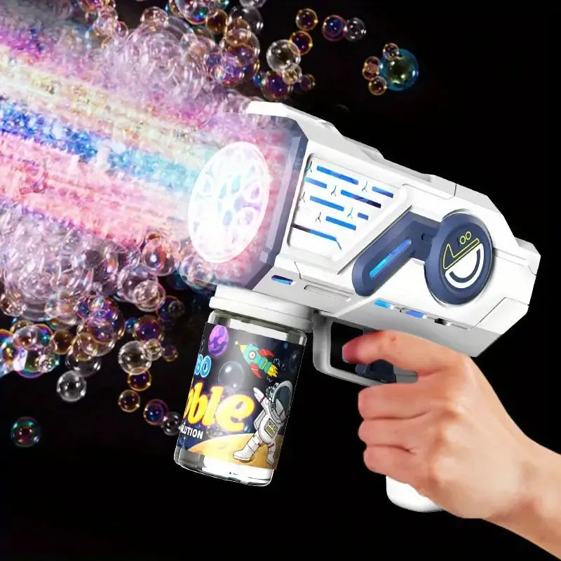 LED-Lit Electric Bubble Gun for Kids – Automatic Soap Dispenser & Bubble Maker with Lights