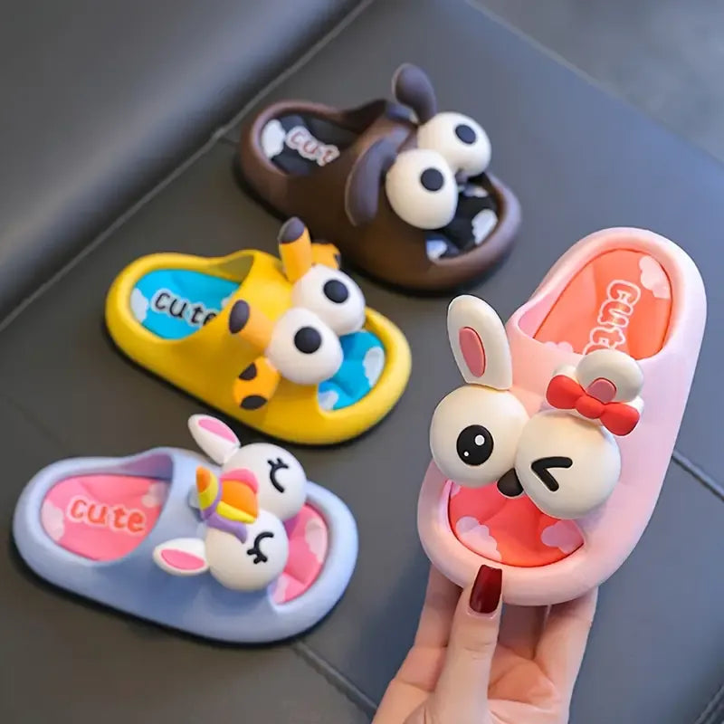 Cute Cartoon Open Toe Slippers for Girls – Non-Slip Lightweight Indoor & Pool Slides