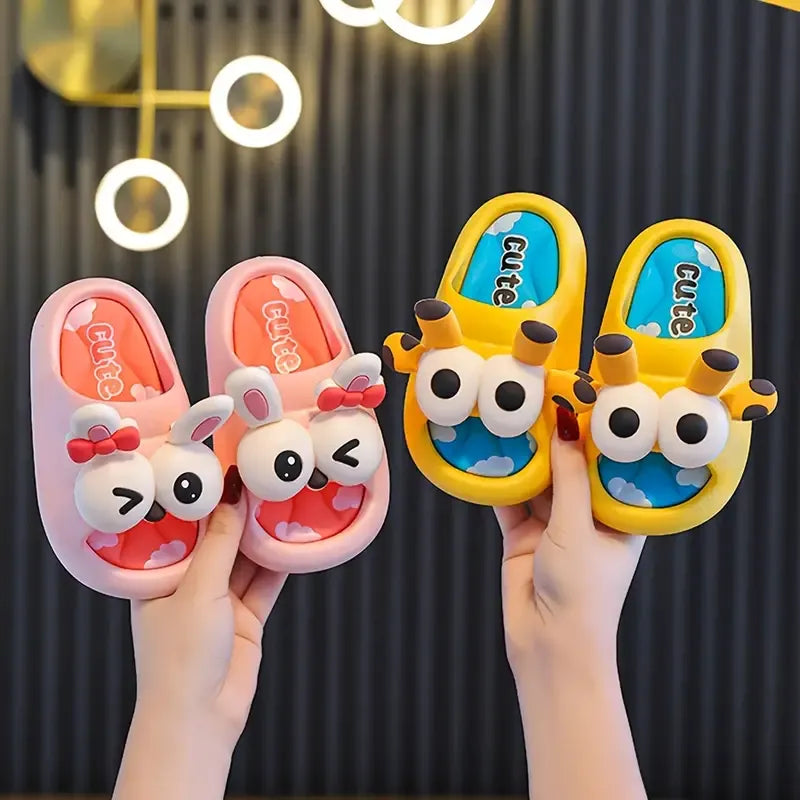 Cute Cartoon Open Toe Slippers for Girls – Non-Slip Lightweight Indoor & Pool Slides